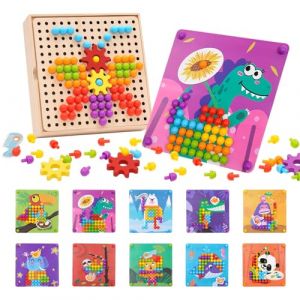 Jouets en Mosa&iuml;que pour Enfants, Jeux Educatif Enfant Mosa&iuml;que Color&eacute;e avec Cartes et Boutons Loisir Creatif Enfant d'apprentissage Pr&eacute;coce pour Les Gar&ccedil;on Filles 3 4 5 Ans (Maycoly, neuf)