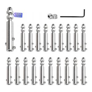 SUPAWAY Lot de 20 Serre-c&acirc;bles 6 mm Tendeur en inox avec tige filet&eacute;e et cl&eacute; Allen, Serre-c&acirc;ble en acier inoxydable pour la fixation et la tension des c&acirc;bles remplissage de garde-corps, balustrades (HUCI, neuf)