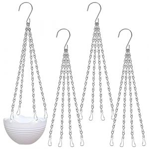 4 Pièces Chaîne de Panier Suspendu Métal Plante Cintre Jardin Pot, Chaîne de Suspension, Chaîne de Pot Fleur avec Crochet Clip, Panier de Remplacement Chaîne pour Intérieur Extérieur Décoration Argent (tprosperou, neuf)