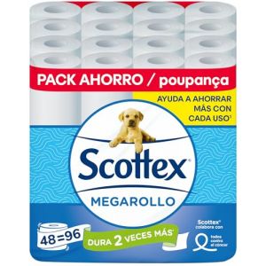 Scottex Papier hygiénique Megarollo - 48 rouleaux (Lot de 4 (12 unités)) (ALMERICORP SL, neuf)