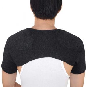 ITODA Unisex Double Support d'épaule Auto-Chauffant Coussinet d'épaule Protège-épaule en Cachemire Soutien d'épaule Chaud Soulager la Douleur et Blessures pour Maison et Bureau, Gris Foncé, XL (ITODAUK, neuf)