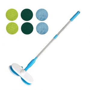 Balai &eacute;lectrique sans Fil, 150 TR/Min Nettoyeur Sol pour Surfaces Dures Rechargeable avec 6 Tampons Rechange R&eacute;utilisables, Balai pour Planchers Bois Franc, Balai &agrave; Franges (hightseck, neuf)