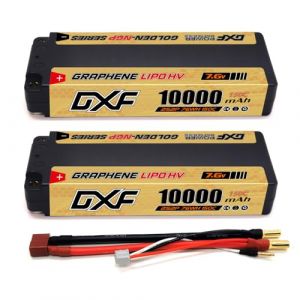 DXF 2 Paquets Batterie lipo 2s 10000mah 150c - Haute Performance pour mod&egrave;les rc 1/8 et 1/10 - Prise Deans t,7.6v lipo 2s Compatible avec losi (DXF Lipo Store, neuf)