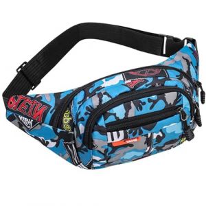ZHjuju Sac Banane Camo Camouflage Bleu Mode pour Voyage, Rando, Sports, Camping (ZJUJU, neuf)