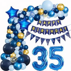 35 Ans Décorations Anniversaire bleu anniversaire 35 ans Homme ballons anniversaire bleu or déco 35 Arche Ballon bleu 35 ans anniversaire Ballons Guirlande bleu or Decoration anniversaire (Crazy-M, neuf)