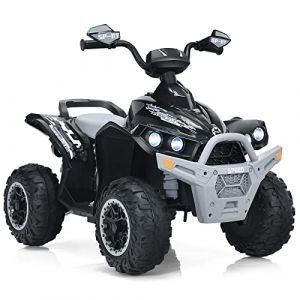 DREAMADE Quad Électrique Enfants 3-8Ans avec Vitesse Réglable,Voiture à Batterie 12V Multifonctions avec Marche Avant et Arrière,Lumières LED,Musique,Pédale,Klaxon,Charge 35KG (Noir) (DREAMADE, neuf)
