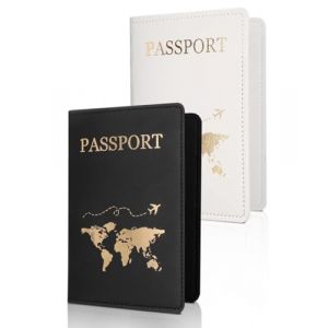 SHSHbuy Porte Passeport,2 Pcs Porte-Passeport Housse,PU Etui Passeport,Porte Passeport Cuir,Passeport Portefeuille de Voyage pour Passeport,Carte (SHSHbuy, neuf)