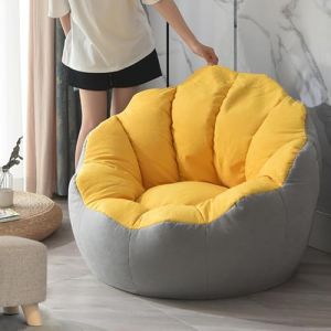 Highdi Pouf Poire Housse de Pouf pour Enfants Adultes sans Remplissage, Fleurs Pétale Filles Rangement de Jouets Stockage, Pouf Fauteuil Poire Salon Intérieur Extérieur (Gris,Aldult- 80x70cm) (Highdi, neuf)