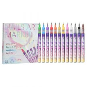 Marqueurs Pour Ongles | S&eacute;chage Rapide Liner de Peinture Artistique Fine | Stylos De Vernis Artistique | pour Filles Adultes Femmes D&eacute;butants Art Peinture Cr&eacute;ation Toile Salon (jianwwk, neuf)