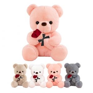 LIHIQIYA Ours en Peluche avec Rose, 45cm Teddy Bear Rose, Nounours Peluche Mignon, Juet en Nounours Personnalis&eacute; Ours Cadeau de Poup&eacute;e, Petit Ourson Doux Anniversaire Cadeau pour Femmes &Eacute;pouse (LIHIQIYA, neuf)