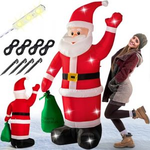 MONZANA® Père Noël gonflable 180cm XL éclairage LED IP44 lumineux matériel fixation décoration Noël extérieur personnage figurine Noël autogonflant (DEUBA-FR, neuf)