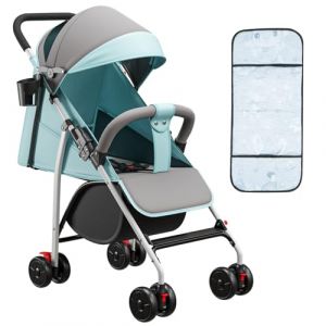 Poussette canne compacte Ingenious,avec position allong&eacute;e,de la naissance &agrave; 4 ans,Assis ou couch&eacute;, poign&eacute;e r&eacute;glable, landau &agrave; 4 roues avec tapis en coton + moustiquaire+porte-gobelet(d,bleu) (Willanmd, neuf)