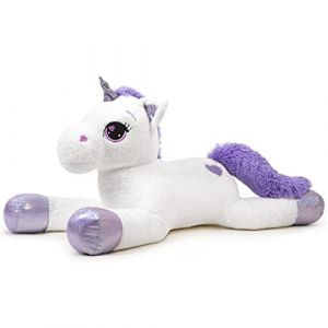 Yeqivo Licorne G&eacute;ante Jouets en Peluche Grands Animaux en Peluche Licorne Violet Arc-en-Ciel Unicorn Plush (Blanc Pur,80CM) (Yeqivo Store, neuf)