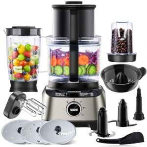 YASHE Robot Cuisine Multifonctions – Blender, Mixeur, Moulin, Presse-Agrumes, Pétrin avec Bol de 2,5L et Blender de 1,5L, 1300W, 3 Vitesses, Fonction Pulse, Verrouillage de Sécurité (ANDRISCIGANSKISDE LTD, neuf)