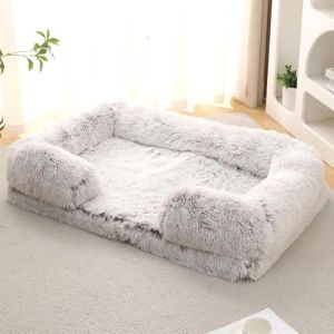 ZHULONGRUSHUI Panier pour Chien Dehoussable et Lavable,Lit pour Chat Orthopedique,Couverture de Protection pour Canapé,Bords Rehaussés,Coussin Chien Anti Stress Doux et Moelleux (Café, 120X80X20cm) (Lesong EU, neuf)