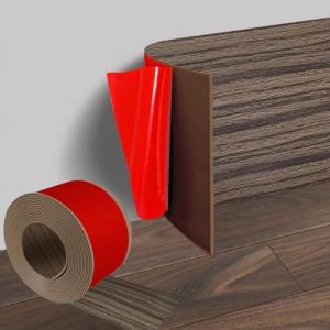 Plinthe flexible en PVC - 10 cm x 10 m - Plinthe souple autocollante - Grain de bois fum&eacute; - Plinthe plate - Pour salon, chambre &agrave; coucher (gzhzsm-shop, neuf)