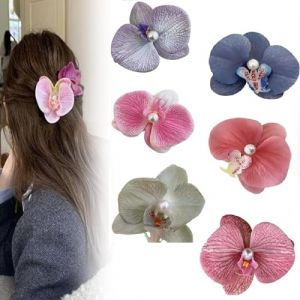 Pinces à cheveux fleur d'orchidée papillon, épingle à cheveux orchidée papillon bohème, pinces à cheveux élégantes fleur d'orchidée artificielle en soie, pinces à cheveux fleur for femmes (Color : AL (Tong Ting Official Store, neuf)