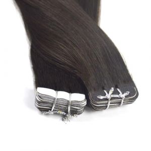 FUIBEJAE Ruban adh&eacute;sif dans les extensions de cheveux, 50G 20Pcs Noir Naturel V&eacute;ritable Humain Remy Cheveux Raides, Ruban Invisible Dans Les Extensions Avec Extr&eacute;mit&eacute;s &Eacute;paisses,18inch (SHUOCHENGUK, neuf)