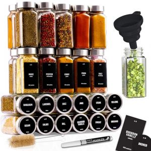 Deco haus® Pot a Epices en Verre avec Étiquettes d'épices Lot de 24 Boite a Epices Cuisine Rangement, Bocal Epices avec Couvercle Hermetiques - Boite Epices Cuisine, Rangement Epices (Mortred, neuf)