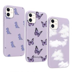 Yoedge 3 Pièces Coque pour iPhone 11 6,1", Ultra Fine Souple Silicone TPU avec Aesthetic Motif Papillon Design Étui pour Filles Femmes, Antichoc Anti-Rayures Bumper Protection Housse pour iPhone 11 (Lei Xiao, neuf)