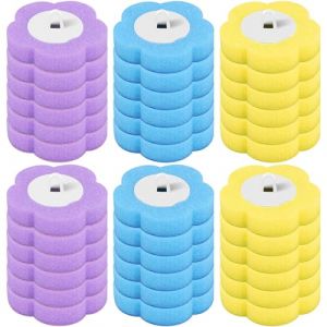 Lot de 36 recharges de brosse de toilette jetables, &eacute;ponge, brosse de toilette, recharges de brosse de toilette, pour nettoyage de salle de bain, lavabo, bleu + violet + jaune (yupogongfu, neuf)