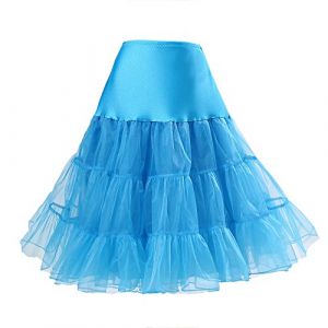 Boolavard Jupon Femme Style année 50 Jupon Rockabilly Jupe Tutu Vintage (FR/ES, Alpha/Lettres, Grand, TTG, Taille Normale, Taille Normale, Bleu Clair) (Boolavard, neuf)