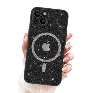 Newseego Coque iPhone 14 &agrave; Paillettes pour Filles Femmes [Compatible avec MagSafe], &Eacute;tui pour iPhone 14 Magn&eacute;tique Scintillante Transparente Mince Antichoc Housse de Protection pour iPhone 14- Noir (NewseegoUK, neuf)