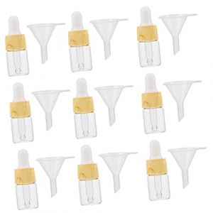 SAFIGLE Lot de 20 Flacons Compte-gouttes en Verre Givr&eacute; 5 Ml Pipette en Bois, Mini Flacons pour Huiles Essentielles, Voyages et &Eacute;chantillons, Incluant 10 Entonnoirs, Usage Cosm&eacute;tique et Aromath&eacute;rapie (Grand Di, neuf)