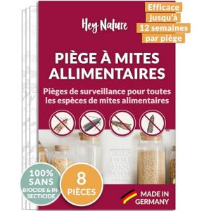 Hey Nature® Piège à Mites Alimentaires, 4 pièces, Piège Anti Mites Alimentaires sans Insecticide, Effet d'attraction Maximal pour détecter l'infestation, Piège de Surveillance Anti mite Alimentaire (Hey Nature, neuf)