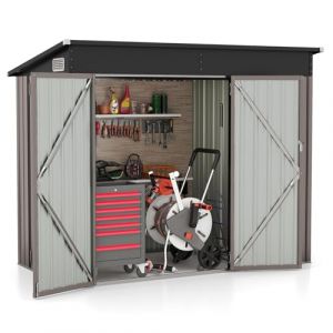 GOPLUS 2,6m&sup2; Abri de Jardin en M&eacute;tal Galvanis&eacute;e avec Porte Lat&eacute;rale, R&eacute;sistant aux Intemp&eacute;ries, Cabane de Jardin &agrave; Outils avec Toit en Pente, Hangar de Stockage Ext&eacute;rieur, 4,82m&sup3;, 235x117x185cm (Augenstern24, neuf)
