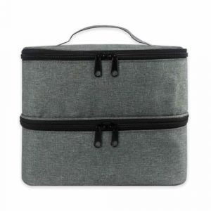 Gray Sac De Rangement De Vernis &Agrave; Ongles &Agrave; Double Couche Rangement Vernis A Ongle Malette Onglerie Organisateur Grand &Eacute;tui De Rangement Zipp&eacute; pour Vernis &Agrave; Ongles 25x20x19 Cm (MightMone, neuf)