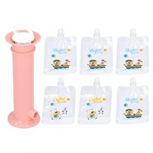 Remplisseur de Pur&eacute;e de Fruits, Remplisseur de Pur&eacute;e pour Enfants, Presse-agrumes pour B&eacute;b&eacute;, Sac de Rangement R&eacute;utilisable pour Aliments pour B&eacute;b&eacute;, Ensemble de 7 Pi&egrave;ces(Rose) (Yisteel-EU, neuf)