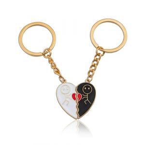 LEEQBCR 2 paires de pendentifs d'amiti&eacute; en or, porte-cl&eacute;s BFF, porte-cl&eacute;s de la meilleure amie, porte-cl&eacute;s d'amiti&eacute; avec un coeur noir et blanc, pour gar&ccedil;ons et filles, cadeau d'anniversaire (LEEQ EU, neuf)