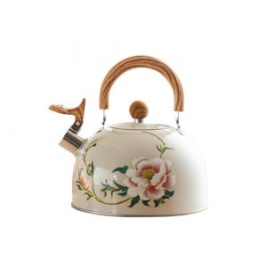 Bouilloire Sifflante, 3L Bouilloire Induction en acier inoxydable avec Poign&eacute;e en Grain de Bois, Th&eacute;i&egrave;re Vintage pour Cuisini&egrave;res &agrave; Induction et &agrave; Gaz (上海珩军电子商务有限公司, neuf)