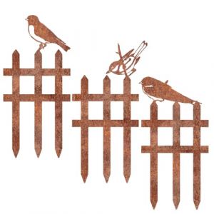 MANOPRANA Piquets De Rouille De Jardin en M&eacute;Tal Courtyard Decoration 3 Pi&egrave;Ces Balustrade Et Oiseau Pelouse Jardin D&eacute;Coration Ext&eacute;Rieure Cadeaux De D&eacute;Coration De Massifs De Fleurs (JUNHAN shop, neuf)