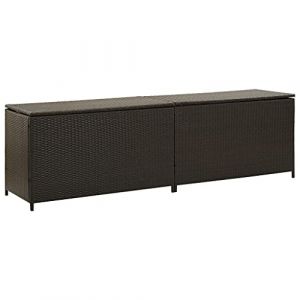 vidaXL Boîte de Rangement de Jardin Coffre de Rangement Banc de Rangement Boîte de Stockage Extérieur Résine Tressée 200x50x60 cm Marron (vidaXL FR, neuf)