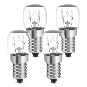 YIIFELL 4x Ampoule Frigo 15W E14 Blanc Chaud Résistante à 300 °C (2700K, ST22,22mm Lot de 4 Lampes de Four T22 pour Four, BBQ, Sauna, Lampe à Sel, Four à Micro-ondes,Classe énergétique G (JINXSUNRISE SHOP Kft., neuf)