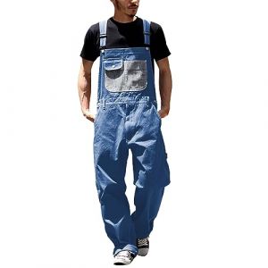 Gefomuofe Combinaison cargo rétro pour homme - Pantalon de travail avec bretelles stretch - Pantalon de travail avec jeans stretch - Salopette courte en denim - Salopette de loisirs, b bleu, L (SDFKLJV, neuf)