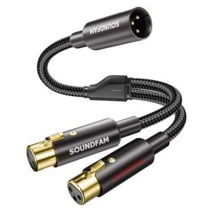 SOUNDFAM C&acirc;ble r&eacute;partiteur XLR, c&acirc;ble r&eacute;partiteur XLR Y sym&eacute;trique professionnel &agrave; 3 broches, 1 m&acirc;le vers 2 femelles, compatible microphones, tables de mixage - Noir (1 M&acirc;le &agrave; 2 femelle, 1M) (Soundfam Product, neuf)