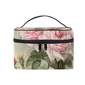 Isaoa Grand Maquillage Organisateur Sac &Eacute;tanche roses roses Trousse De Toilette Kit De Voyage pour Femmes Fille Haute Qualit&eacute; Zipper Vanity Sac De Rangement avec Des Compartiments R&eacute;glables (ISAOA, neuf)