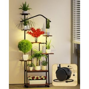 loyal Support pour plantes avec lampes de culture &ndash; &Eacute;tag&egrave;re &agrave; 8 niveaux pour plantes d'int&eacute;rieur &ndash; &Eacute;tag&egrave;re &agrave; plantes en bois m&eacute;tallique de 158 cm &ndash; &Eacute;tag&egrave;re d&eacute;corative noire pour balcon d'int&eacute;rieur (Zoelight, neuf)