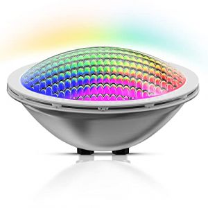 LyLmLe Lampe Piscine LED PAR56, 30W Projecteur Spot Piscine Encastrable RGB Multicolore Changement, Lumière LED Submersible IP68 Etanche, Acier inoxydable 316L, Interrupteur On/Off, 12V AC (Raypole International, neuf)