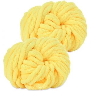Grosse Laine &agrave; Tricoter &agrave; la Main, 2 Pi&egrave;ces 500g Jaune Clair Grosse Pelote de Laine xxl Doux et Confortable, Pelote Laine Grosse Maille, Grosse Laine Coussins Tricot&eacute;s, Couvertures, Echarpes, Chapeaux (YUSHENGTAI, neuf)