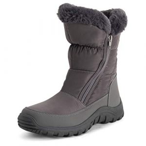 Polar Femmes Mousse A M&eacute;moire Ouverture Double Fermeture Eclair Nylon Imperm&eacute;able Fausse Fourrure Doubl&eacute;e L'hiver Bottes De Neige - Gris - UK7/EU40 - YC0664 (Prime Brands Group FR, neuf)