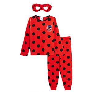 Pyjama long déguisement pour enfant, fille Motif « Miraculous, les aventures de Ladybug et Chat Noir » Avec masque - Rouge - 7-8 ans (Lora Dora, neuf)
