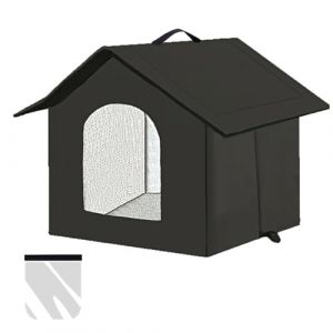 Abri de chat et chiots de chien pour l'extérieur, imperméable, résistant à l'hiver, avec rideau transparent amovible (L, noir 1) (LWSXL, neuf)