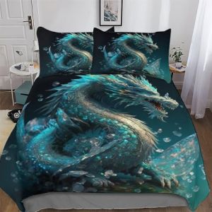 LCWWW Dragon Housse De Couette De Couette en Douce Microfibre pour EnfFourmis Et Adolescents Microfibre Parure De Lit Single(135x200cm) (zao yang shi run kun jia yuan lao wu you xian gong si, neuf)