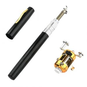 Mini Canne &agrave; Peche Moulinet Combo Kit, Canne &agrave; p&ecirc;che et Moulinet T&eacute;lescopique, Stylo P&ecirc;che Pliable avec Moulinet R&eacute;glable pour la P&ecirc;che Eau Sal&eacute;e et Douce en Excursion (Voda FR, neuf)