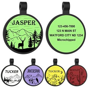 Medaille Chien avec Gravure - GISUREY Silicone M&eacute;daille Chien Grav&eacute;e - Medaille pour Chien et Chat - Silencieux et &Eacute;tanche M&eacute;daille Chien avec Gravure Double Face (Ronde - Multistyle) (Gisurey Pet Tag, neuf)
