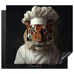 KitchenYeah© Protection Plaque Induction 59x52 cm Protege Deco Cuisine Cache Protège De Cuisson Accessoires Tigre - Vêtements de Cuisine - Marron (KitchenYeah, neuf)